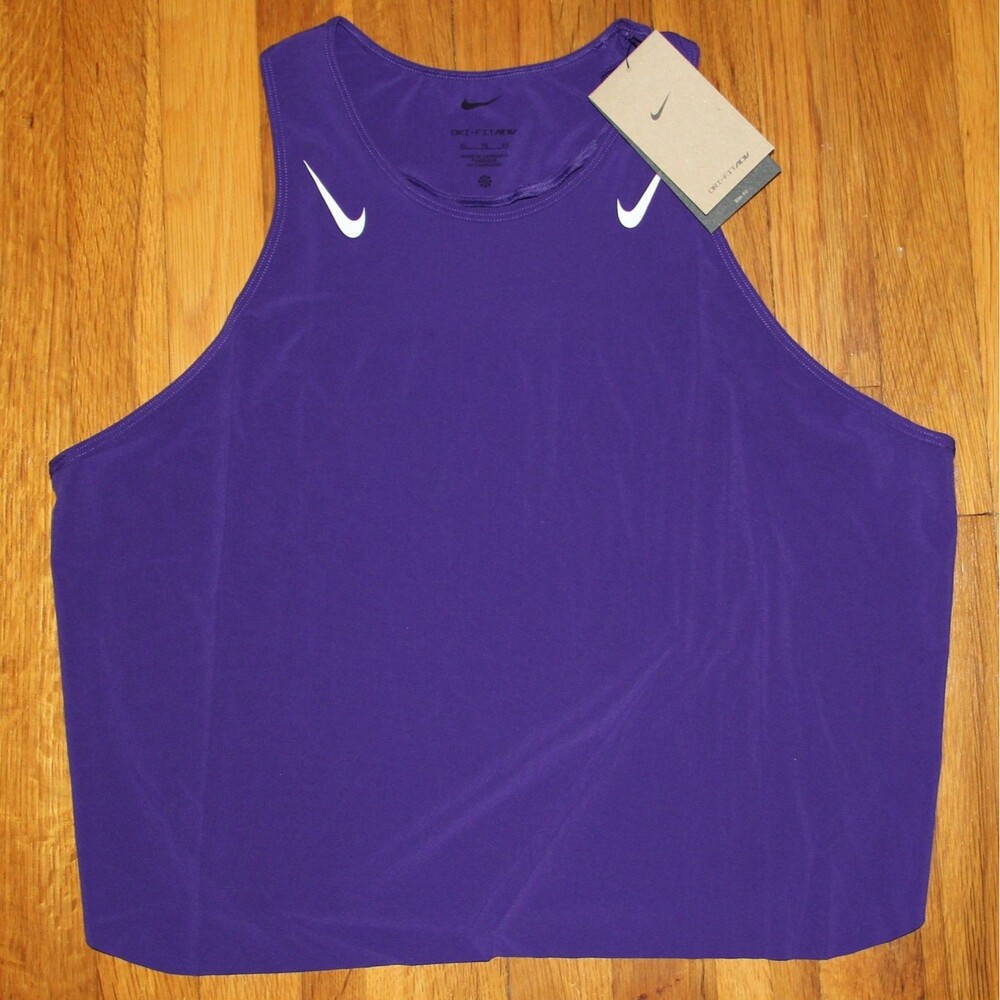 Nike Aeroswift Dri-Fit ADV Cropped Running Tank Top Womens L XL Purple